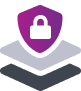 shield with lock over layered squares icon